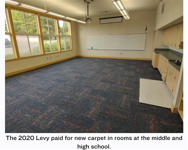 The 2020 Levy paid for new carpet in rooms at the middle and high school.